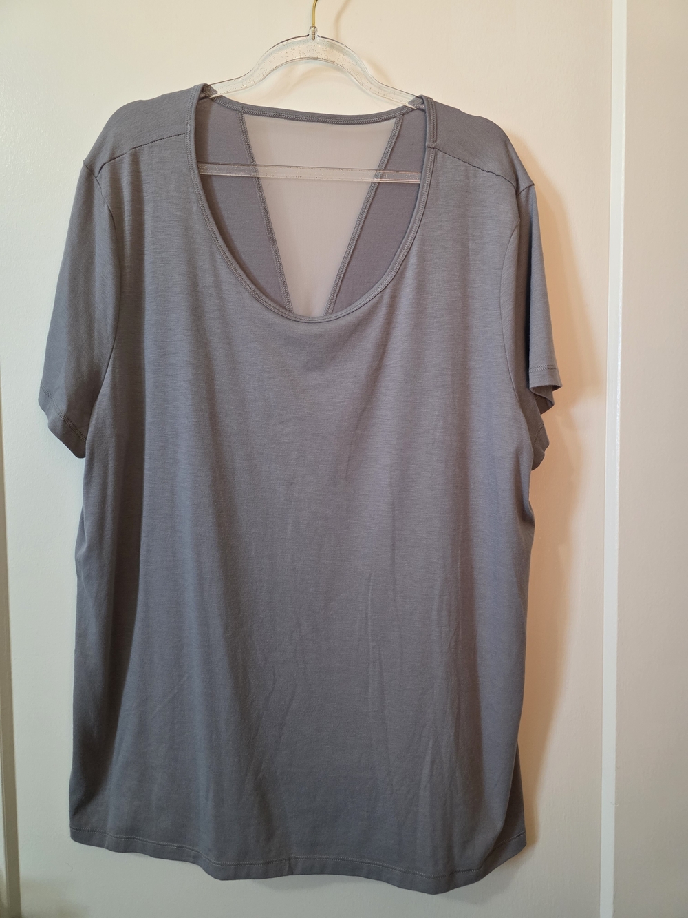 Ideology Gray Scoop Neck Short Sleeve Top XXL